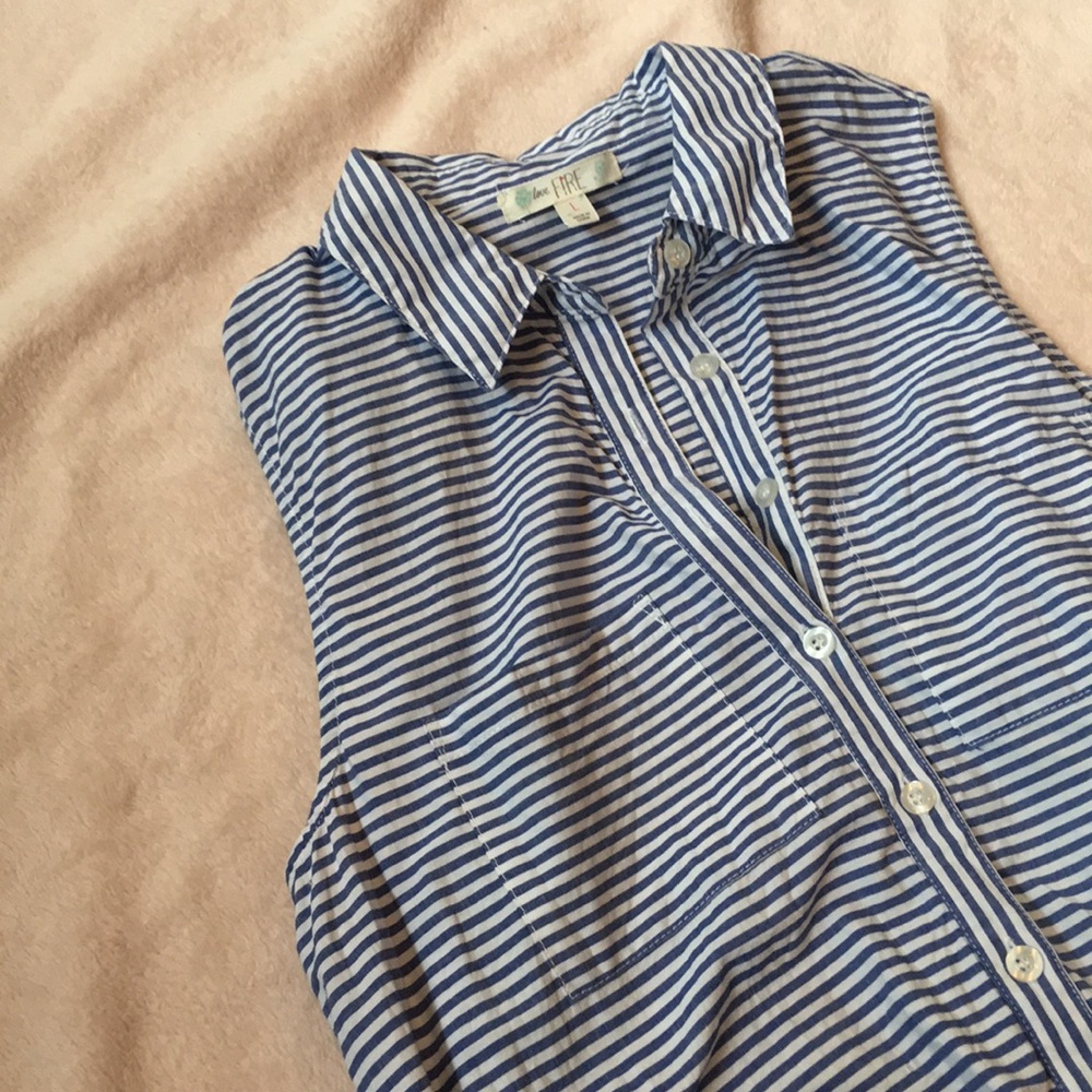 Collared blue and white striped dress